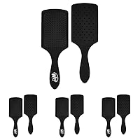 Wet Brush Paddle Detangler Hair Brush, Black - Wet Or Dry Comb For Women, Men & Kids - Removes Knots And Tangles, Best For Natural, Straight, Thick And Curly Hair - Pain Free For All Hair (Pack of 4)