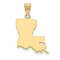 14k Yellow Gold Louisiana StateCustomize Personalize Engravable Charm Pendant Jewelry Gifts For Women or Men (Length 0.77