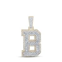 The Diamond Deal 14kt Two-tone Gold Mens Baguette Diamond B Initial Letter Charm Pendant 2-1/5 Cttw