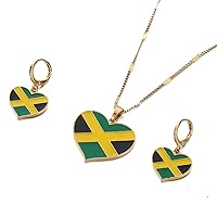 Heart Enamel Jamaica Pendant Necklaces Jewellery Gold Color Jewelry Jamaican Flag Jewelry