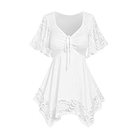 ROSE GAL Women's Plus Size Lace Tunic V Neck Tank Top Graphic Casual Summer Cute Tops Tunic