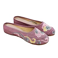 Women Jacquard Fabric Slippers Mules All Seasons Ladies Comfortable Slide Flat Shoes Chinese Embroidery Shoes