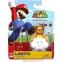 World of Nintendo Super Mario Lakitu 4” Articulated Figure with Fishing Pole