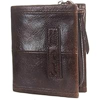 Wallet for Men Men's Wallet Leather Tri-Fold Clutch Unhinged Horse Leather Activity Zipper Coin Purse (Color : Black, Size : S)