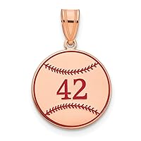 14K Rose Gold Baseball Enameled Customize Personalize Engravable Charm Pendant Jewelry Gifts For Women or Men (Length 0.62