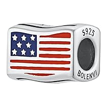 Flags Travel Country 925 Sterling Silver Charm Bead For Pandora & Similar Charm Bracelets or Necklaces