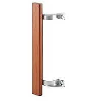 Prime-Line C 1189 Sliding Glass Door Pull Handle, 6-1/2 In. to 6-5/8 In. Hole Centers, Aluminum Posts, Wood Handle (Single Pack)