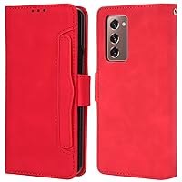 for Samsung Galaxy Z Fold 2 5G Case, Magnetic Full Body Protection Shockproof Flip Leather Wallet Case Cover with Card Holder for Samsung Galaxy Z Fold 2 5G Phone Case (Red)