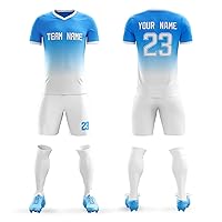 Custom Soccer Jerseys Shorts Personalized Printed Name Number Logo,V-Neck Short Sleeve Uniform for Men/Women/Boy