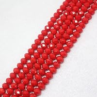 Vuslo 8x10mm Red,Pink,Green,Sky Blue,Ocean Blue,Deep Blue,White,Purple Faceted Glass Oval Loose Beads 70pcs - (Color: Red)