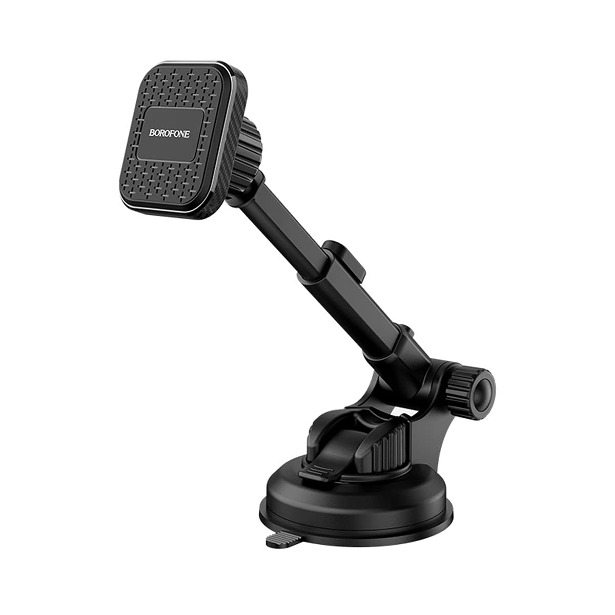 RAKPG Magnetic Car Phone Mount, Universal Cell Phone Holder on Dashboard or Windshield, with Strong Sticky Suction Cup and Multi-Angle Adjustable Arm, Black