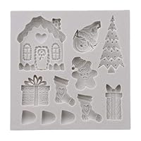 1pc 3D Silicone Fondant Mold Christmas Style Sugarcraft Candy Cake Mold Non Stick Chocolate Gumpaste Decorating Tools Kitchen Baking Tool,Gray,One Size
