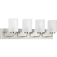 Progress Lighting Merry Collection 4-Light Etched Glass Brushed Nickel Transitional Bath Vanity Light