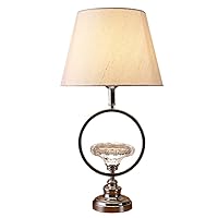 SHUBIAO Table Lamp Nordic Minimalist Bedside Table Lamp Fabric Lampshade Bedroom Lights Creative Crystal Bedroom Living Room Bedside Desk Lamp Desk Lamp (Color : Dimming, Size : 22.5X11.9'')