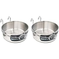 Hanging Pet Bowl, Dog Crate Bowl Dog Kennel Bowl 3 Size 2 Pack Non Spill Stainless Steel Food Water Bowls Bunny Feeder with Hook for Dogs Cats in Crate Cage Kennel (M/40 Ounce)