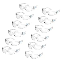 Impact Resistant Safety Glasses, 12 Pairs, One Size Unisex Fit, Clear Polycarbonate Protective Lenses