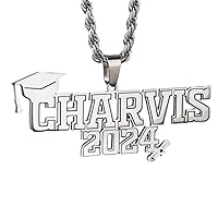 Graduation Necklace Bachelor Cap Name Necklace Personalized Class of 2024 Grad Cap Necklace for Graduate College Graduation Gift for Him Her Graduate Name Pendant High School Grad Student Gift