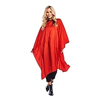 Betty Dain Lightweight Crinkle Nylon Hair Cutting/Styling Cape, Water Resistant, Ultra Lightweight Crinkle Antron Nylon, Repels Hair, Neck Snap Closure, Generous 54 x 60 Inch Size, Red