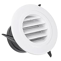Soffit Vents 3 Inch, Round Vent Cover Air Vent Louver Grille Cover with Built-in Fly ScreenMesh for Bathroom Exhaust Vent Office Kitchen Home (75mm, White)