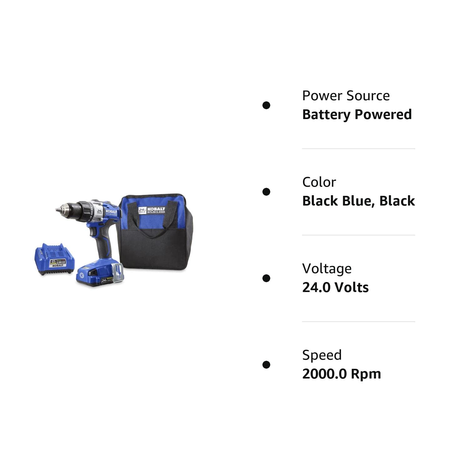 Kobalt 24-Volt Max Lithium Ion (Li-ion) 1/2-in Cordless Brushless Drill with Battery and Soft Case