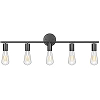 Ralbay Black Bathroom Vanity Light Fixtures-5 Light Industrial Matte Black Wall Sconce, Vintage Edison Wall Lamp Lighting Fixture for Bathroom