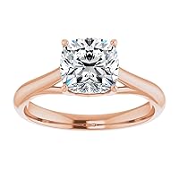 10K Solid Rose Gold Handmade Engagement Ring 1.00 CT Cushion Cut Moissanite Diamond Solitaire Wedding/Bridal Ring for Women/Her Awesome Ring