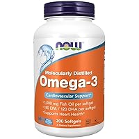 Supplements, Omega-3 180 EPA / 120 DHA, Molecularly Distilled, Cardiovascular Support*, 200 Softgels