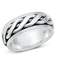 Sterling Silver Mens Celtic Knot Spinner Ring Beautiful 925 Band 8mm Sizes 7-14