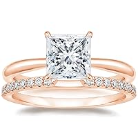 Princess Cut Moissanite Engagement Ring, 4ct, Sterling Silver