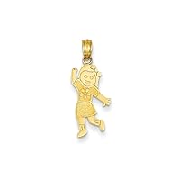 14K Solid Textured Polished Gold Girl Pendant Necklace Measures 22.2x9.4mm Wide Jewelry Gifts for Women