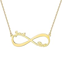 Custom4U Personalized Infinity Necklace for Women with 1-4 Names Custom 18K Gold Plated 925 Sterling Silver/Stainless Steel Infinity Love Pendant Birthstone Necklace Mothers Day Jewelry Gifts for Her