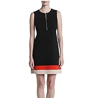 Calvin Klein Women's Zip Front Stripe Dress, Black, Size 10