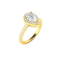 GEMHUB Bridal Wedding Ring Yellow Gold 14k 1. CARAT Oval Shape Hidden Halo Diamond G VS1 Lab Created Size 4 5 6 7 8 94