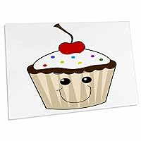 3dRose Happy Smiling Face Kawaii Cupcake Character - Desk Pad Place Mats (dpd-118754-1)