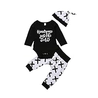 Newborn Baby Boy Clothes Outfit Set Long Sleeve Romper Jumpsuit Pants Leggings Hat Handsome Just Like Dad