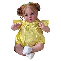 24inch 60cm Reborn Toddler Cute Girl Doll with Rooted Light Blonde Hair Soft Cuddle Body Doll (Brown Eyes)