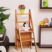 4 Step Stool for Kids Wooden Step Children's Stool with Handles for Bathroom, Kitchen, Bedroom, Toy Room and Living Room Maximum Load 150Kg Multifunction/Color1