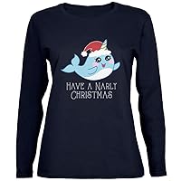 Old Glory Narwhal Have a Narly Gnarly Christmas Womens Long Sleeve T Shirt
