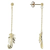 Gold Plated Earrings with Bird Feather