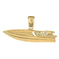 Silver Speed Race Boat Pendant | 14K Yellow Gold-plated 925 Silver Speed Race Boat Pendant