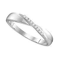 The Diamond Deal Sterling Silver Womens Round Diamond Crossover Single Row Band 1/20 Cttw