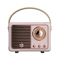 Retro Bluetooth Speaker, Wireless Radio Vintage Speaker Indoor Outdoor Portable Small Bluetooth Speaker Support USB/TF Card/AUX Speaker (Pink)