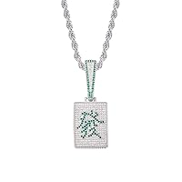 Iced Out Cubic Zircon Bling Chinese FA Mahjong Necklace & Pendant Men Women Hip Hop Jewelry CZ Chain for Gifts