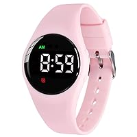 Waterproof Potty Training Watch Rechargeable Vibrating Alarm Reminder Watch Silent Wake Up Watch - with Lock (Pink Round)