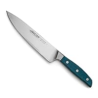 Arcos Forged Chef Knife Stainless Steel Size 8 Inch. Professional Micarta Handle & Special Silk Edge and Silver Blade 210 mm. Impress and Amaze with Every Cut. Series Brooklyn. Blue Color