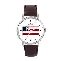 USA Flag Watch 38mm Case 3atm Water Resistant Custom Designed Quartz Movement Luxury Fashionable