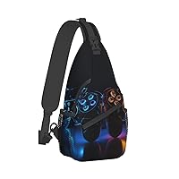 Sling Bag for Women Men Crossbody Bag Small Sling Backpack Two Game Controllers Chest Bag Hiking Daypack