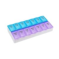 Weekly (7-Day) Pill Organizer and Planner, Countoured Bottom for Easy Pill Removal, Large, Blue/Purple Am/Pm,1 Count (Pack of 1)
