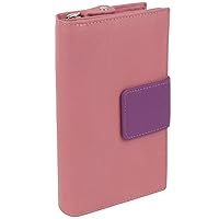 Leather Ladies Colourful Zip-Around Purse/Wallet, Rosa/Violet, One Size, Contemporary