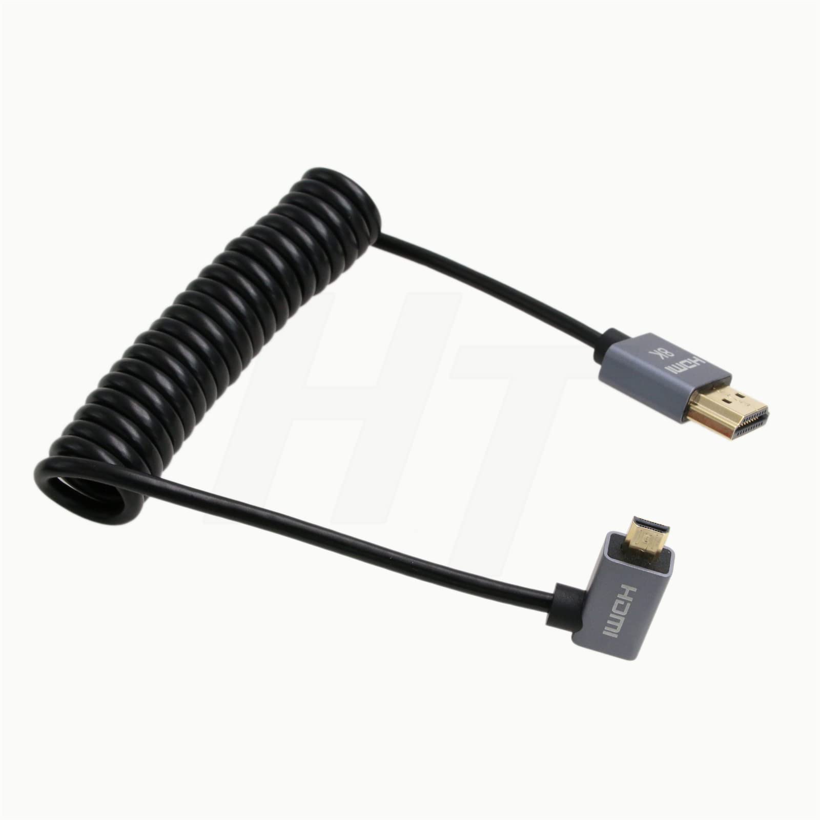 HangTon Micro HDMI 4K 8K 60Hz Right Angle HDMI Coiled Cable for Sony A7III A7RIV Canon R5 R6 GH4 S5 Z50 Camera ATOMOS Ninja V Portkeys Monitor Type A D HDMI 2.1